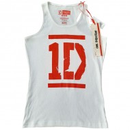 One Direction - White Ribbed Long Singlet Racer Back