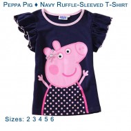 Peppa Pig - Navy Ruffle-Sleeved T-Shirt