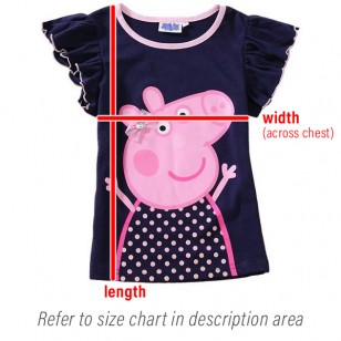 Peppa Pig - Navy Ruffle-Sleeved T-Shirt
